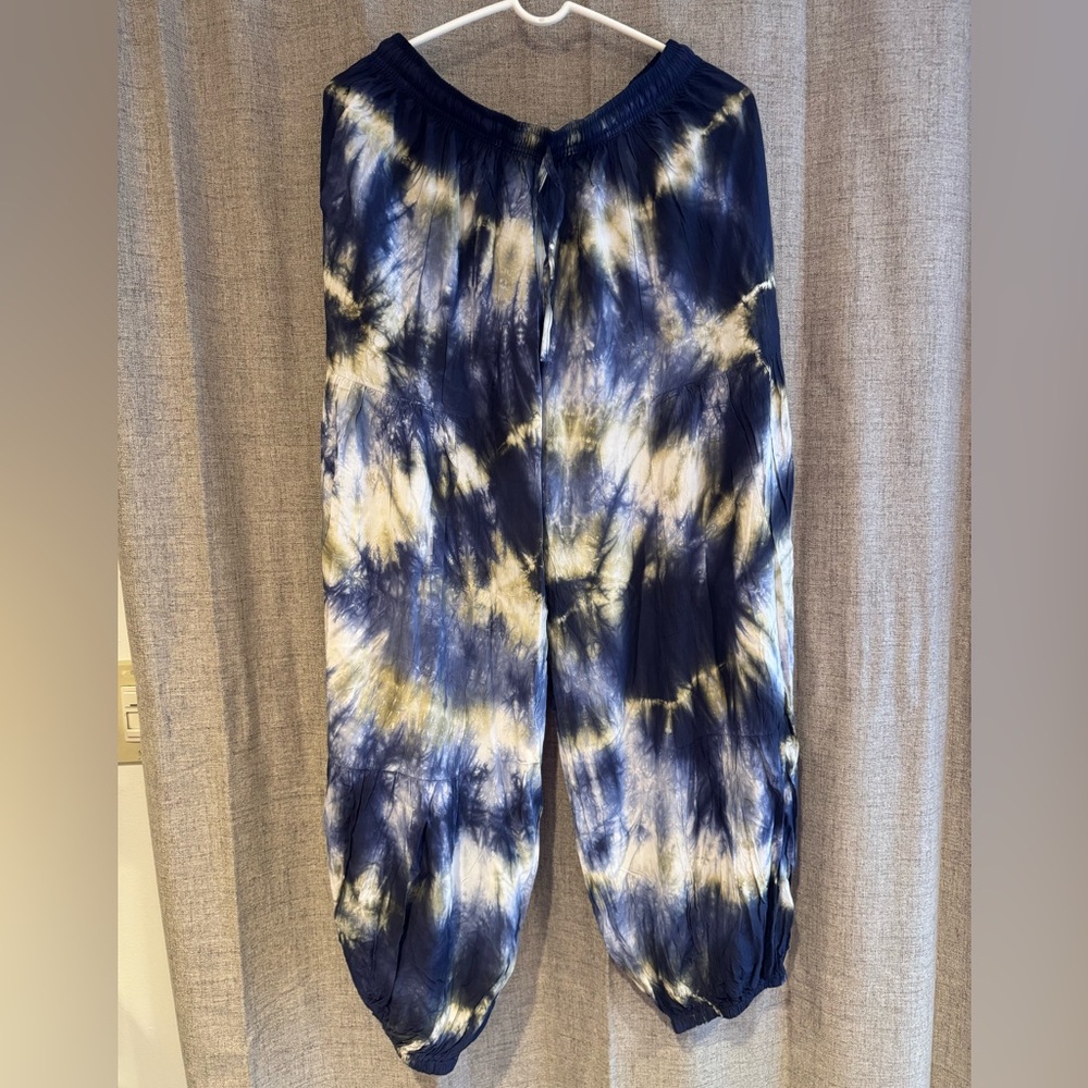 Tie-Dye Navy and Cream Harem Pants